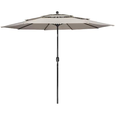 9.75ft Outdoor Patio Market Umbrella with Hand Crank and Tilt, Beige