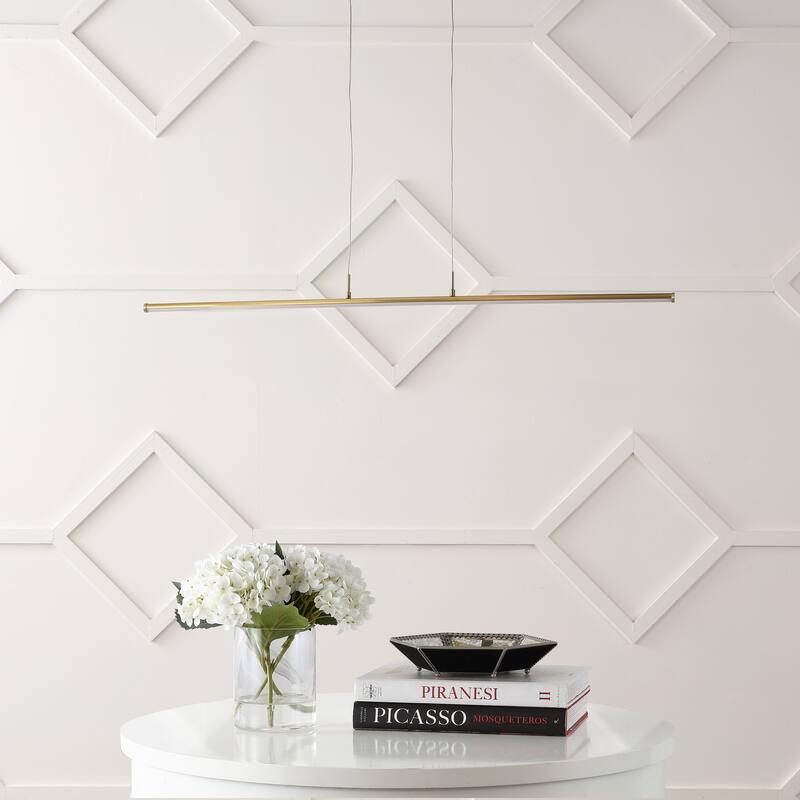 Ali 39.5" Dimmable Adjustable Integrated LED Metal Linear Pendant, by JONATHAN Y