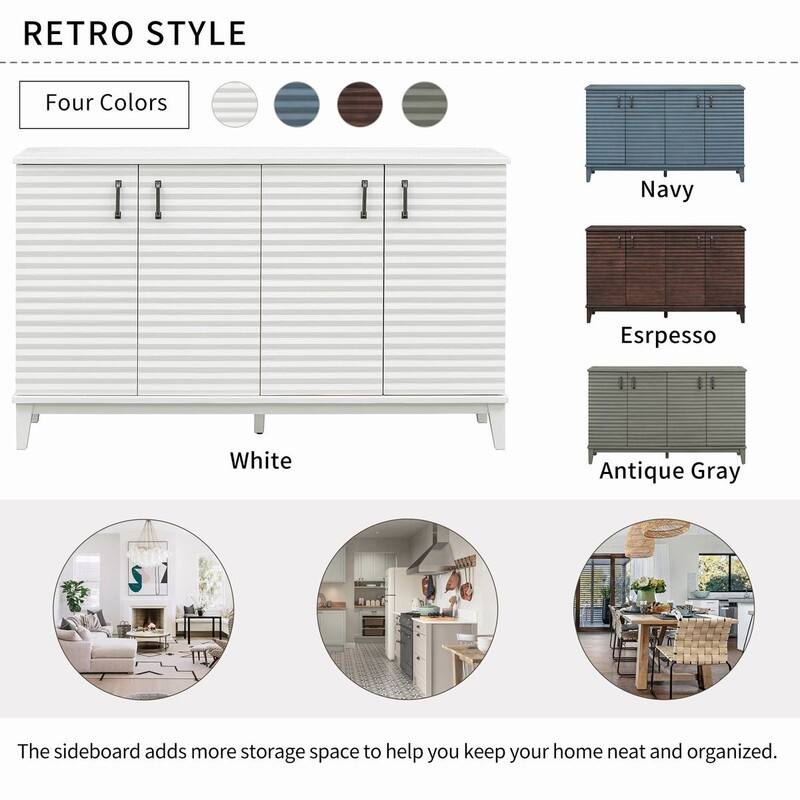 60''W Sideboard with 4 Door Large Storage Buffet - N/A