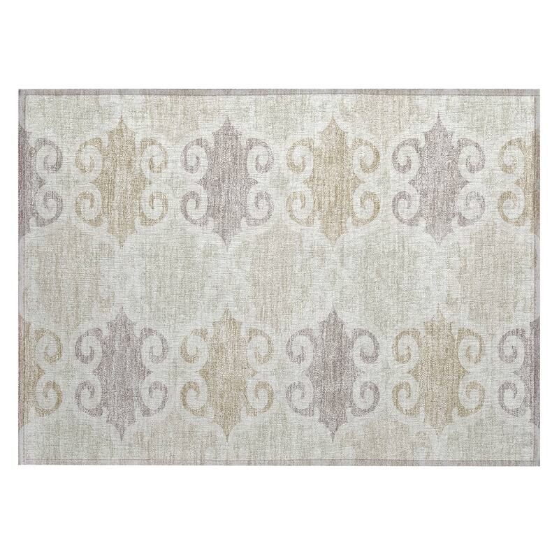 Machine Washable Indoor/ Outdoor Chantille Traditional Scroll Rug