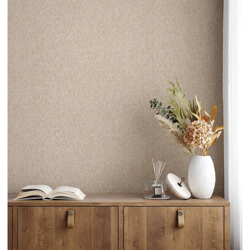 Herringbone Neutral Tweed Wallpaper