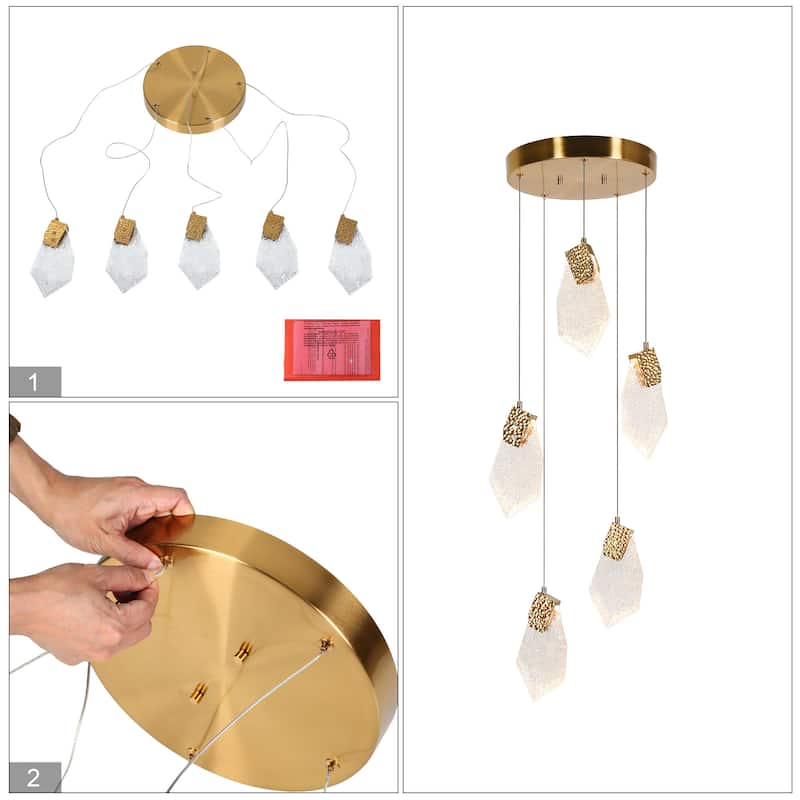 Modern LED 5-Light Cluster Chandeliers Pendant Lighting for Kitchen Island - Gold