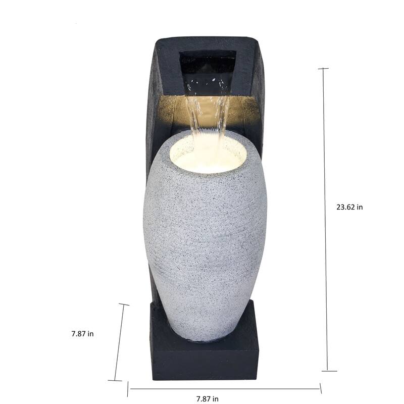 LED Lighted Vase Outdoor Garden Water Fountain- 23.5"