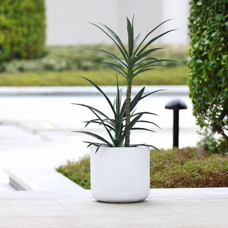 Round Striped Indoor/Outdoor MgO Planter