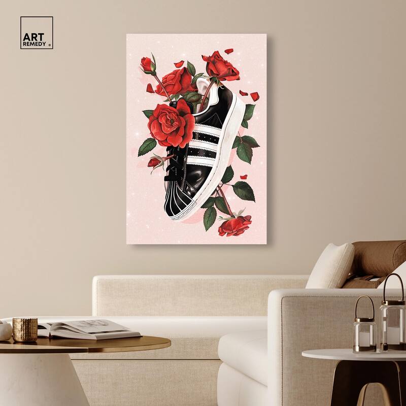 Sporty Sneaker Flowers Canvas by Art Remedy, Gallery Wrapped