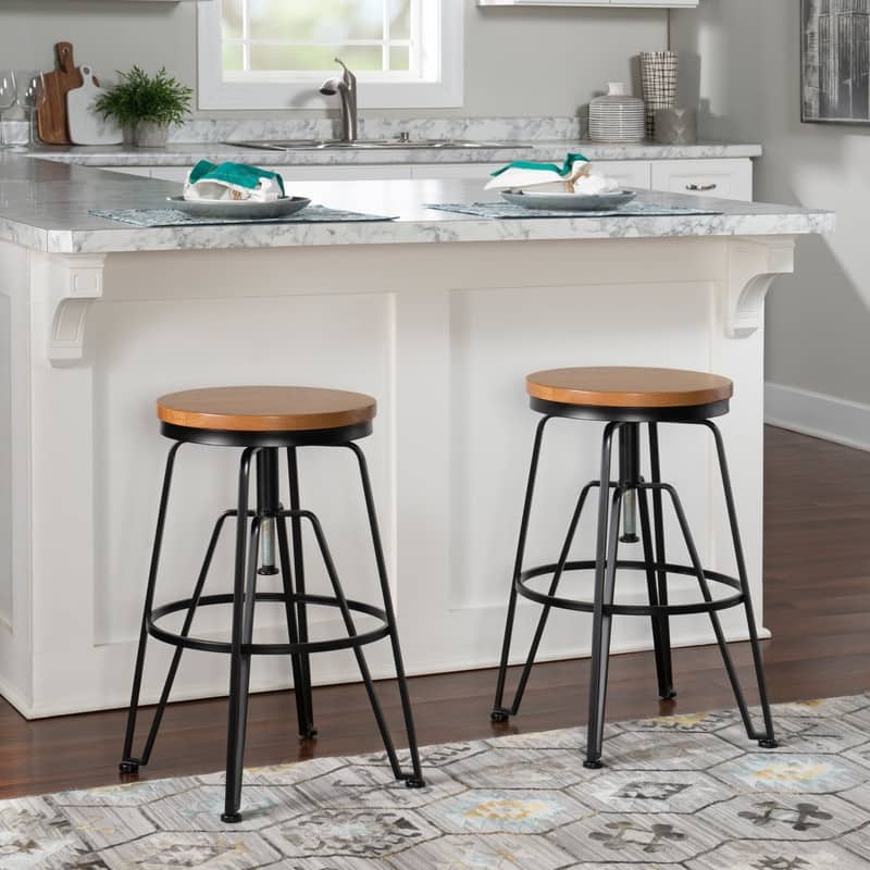 Aimes Wood and Metal 25-29 Inch Adjustable Stool