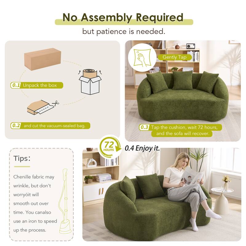 LY-049S Curved Modern Boneless Sofa Loveseat, Backrest Upgrade