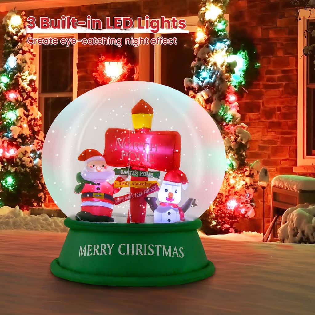 4 FT Christmas Inflatable Santa Snow Globe Light Up Crystal Ball