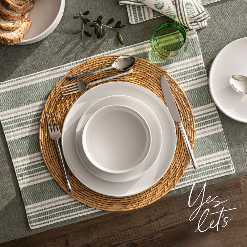 over&back 100% Cotton Woven Placemats - Machine Washable - Set of 4