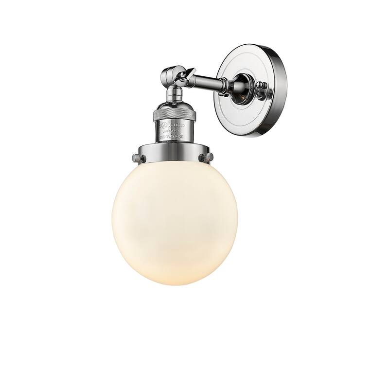 Innovations Lighting Beacon Single Light 12" Tall Bathroom Sconce with - Polished Chrome / Matte White