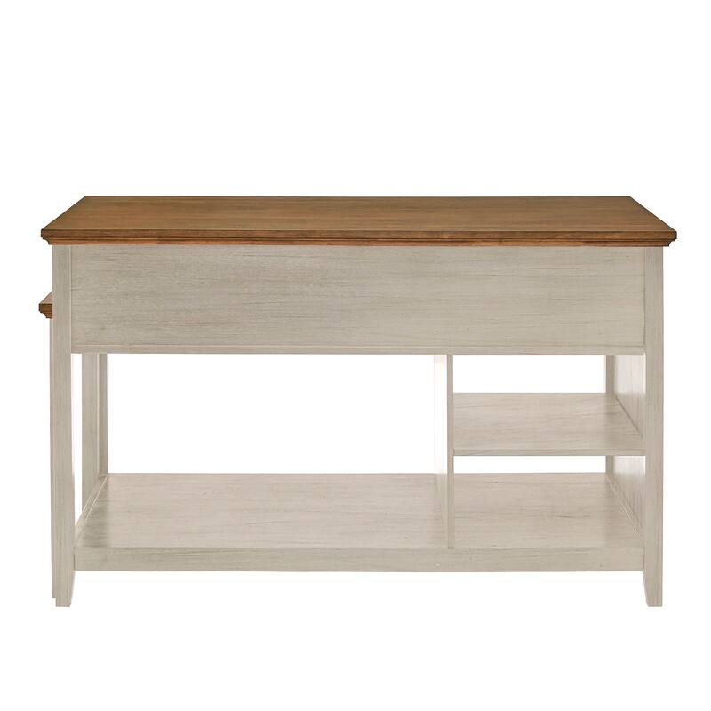 Eleanor Two-Tone Antique Finish Extendable Kitchen Island with 3 Drawers by iNSPIRE Q Classic