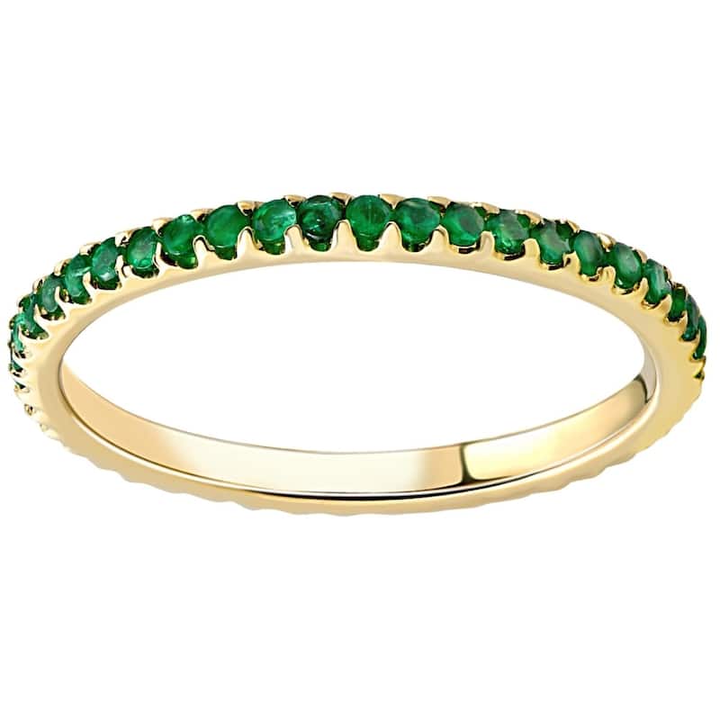 Bliss Diamond 1/2Ct Emerald Eternity Ring Anniversary Band Yellow Gold - 8.5