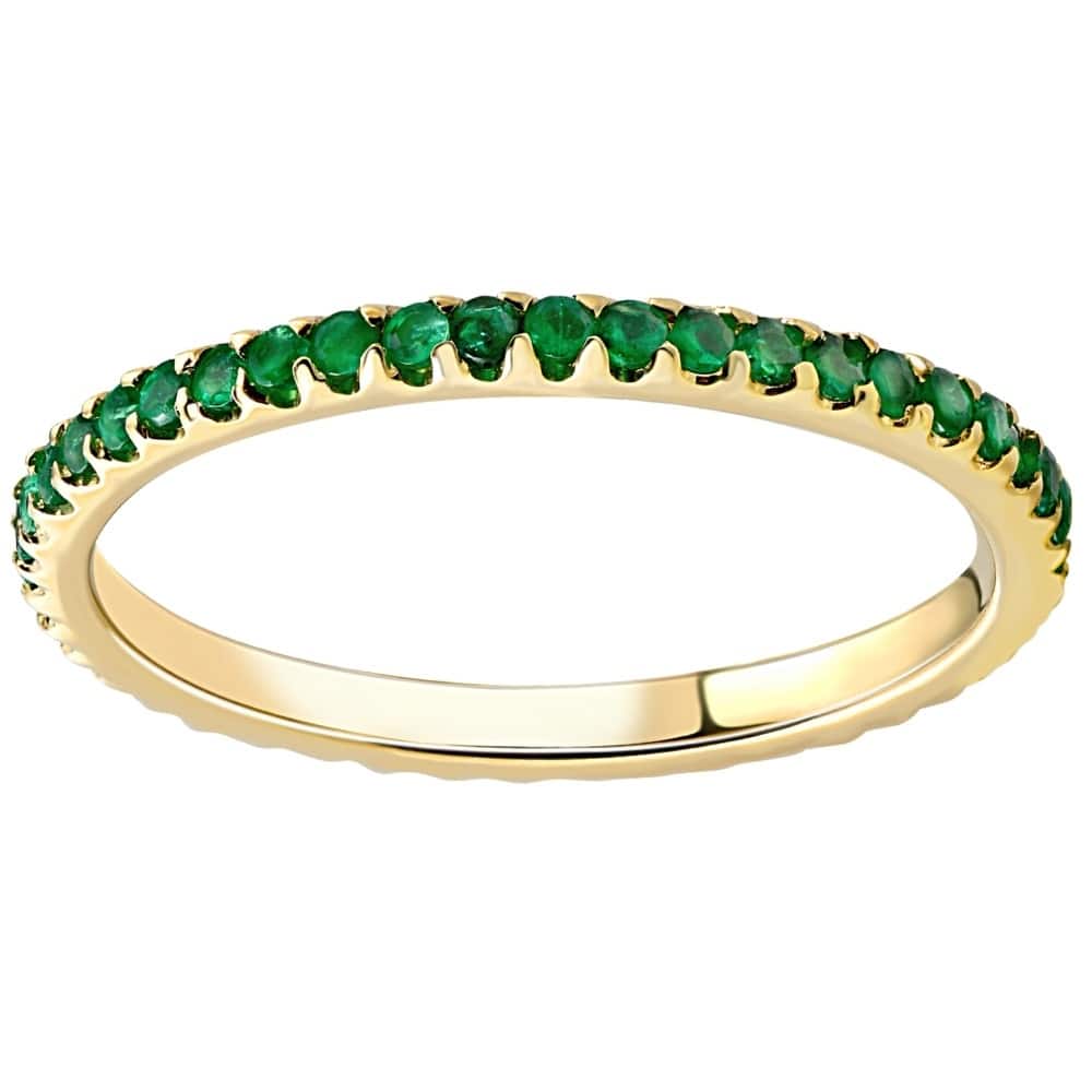 Bliss Diamond 1/2Ct Emerald Eternity Ring Anniversary Band Yellow Gold
