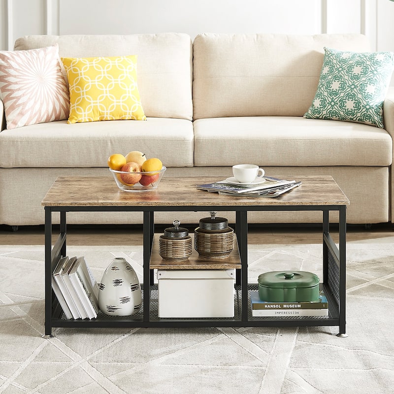 Taomika Coffee Table, TV Cabinet, Wood and Metal Industrial Cocktail Table, TV Stand