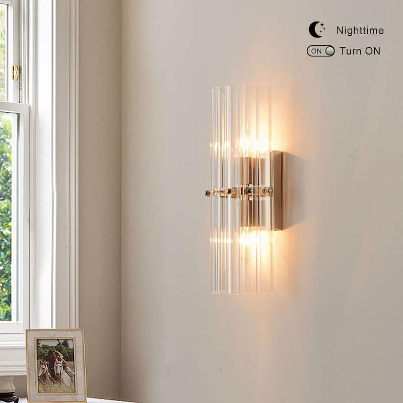 Casandra 2-Light Crystal Glass Bar Wall Sconce