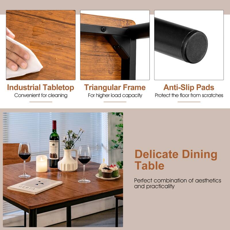 5 PCS Dining Table Set Counter Height Table and 4 Bar Stool Set