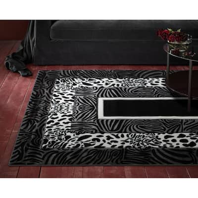 Orelsi Black/Grey Polyester Area Rug
