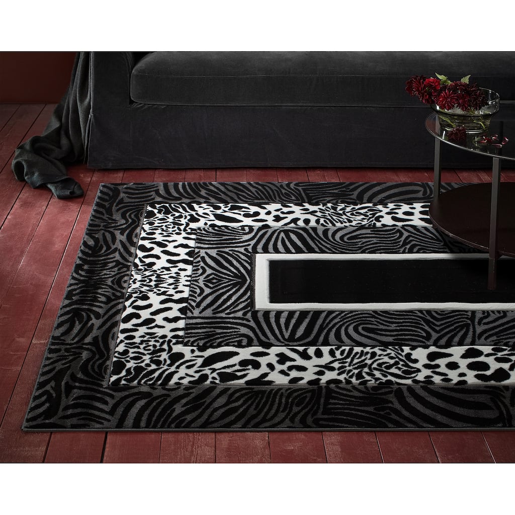 Orelsi Black/Grey Polyester Area Rug