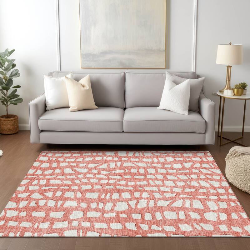 Machine Washable Indoor/ Outdoor Chantille Modern Abstract Rug