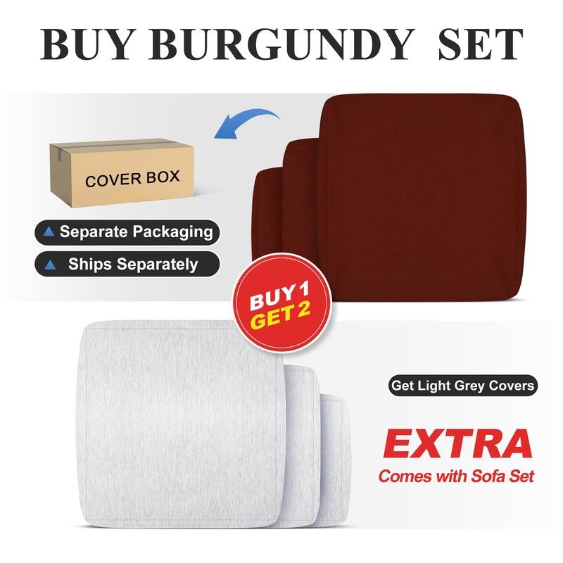 7 Piece Aluminum Patio Furniture Set with Fire Pit Propane/Gas, 29 inch Deep Wide Seat Aluminum Outdoor Sectional