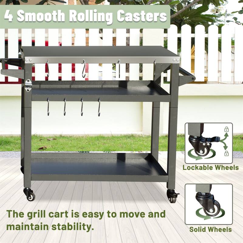 Grill Cart Outdoor with Wheels