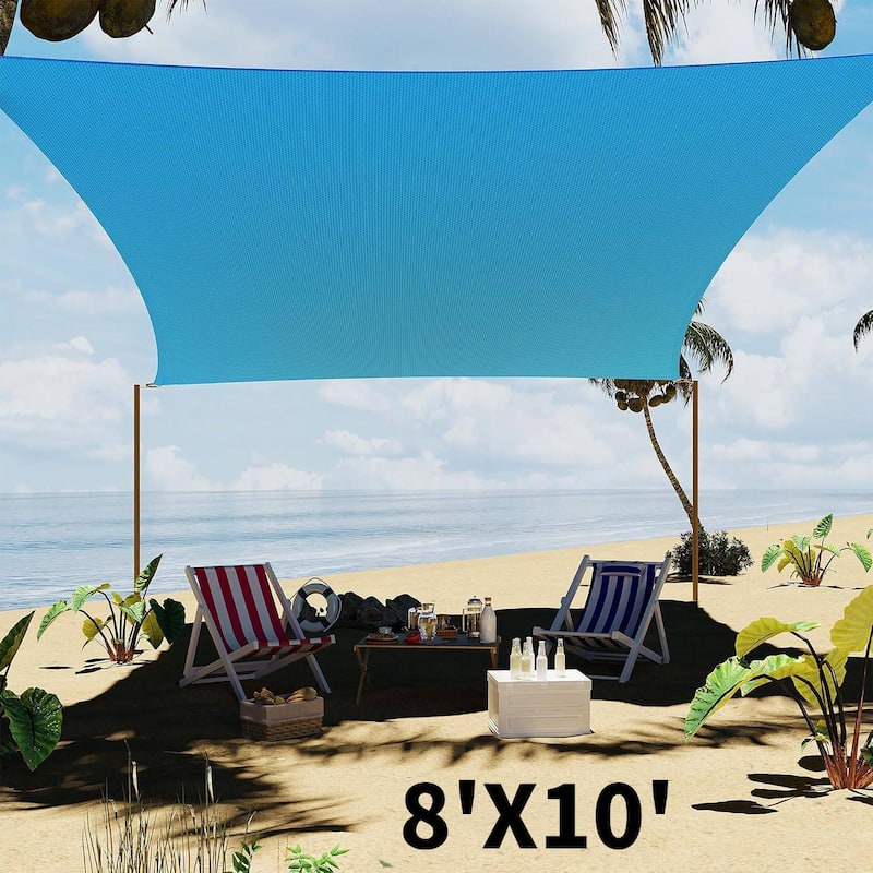 8'X10' Sun Shade Sail Shade Cloth, Sunshade for Patio, Backyard, Deck, Garden, Sand - Blue