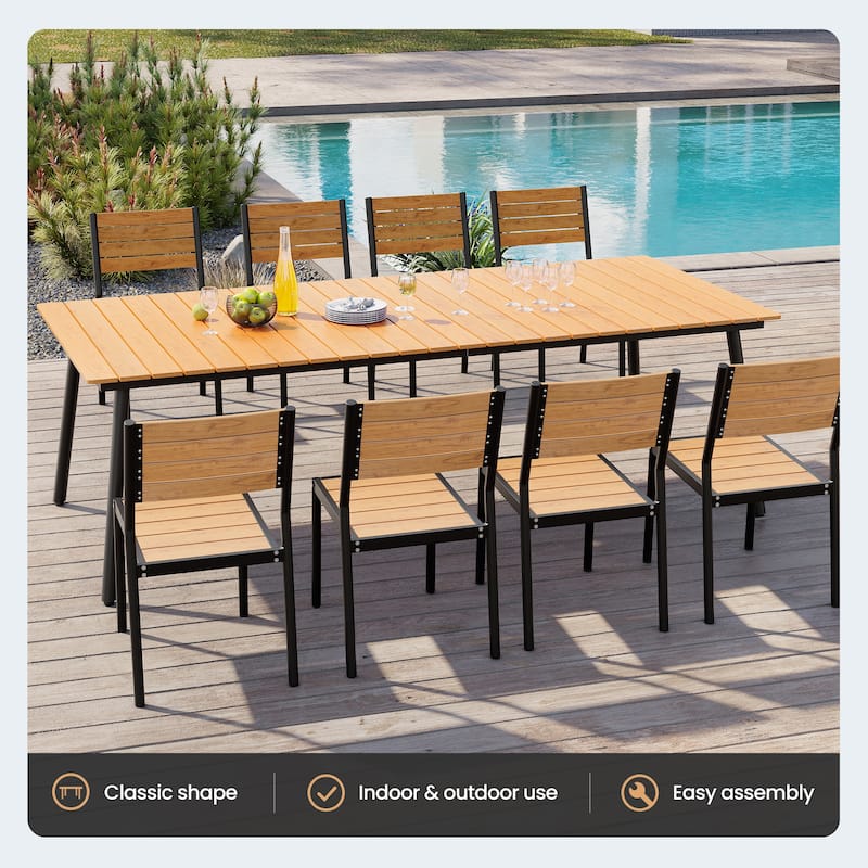 9-Piece Set Outdoor Aluminum Dining Table and Foldable Adjustable Dining Chairs