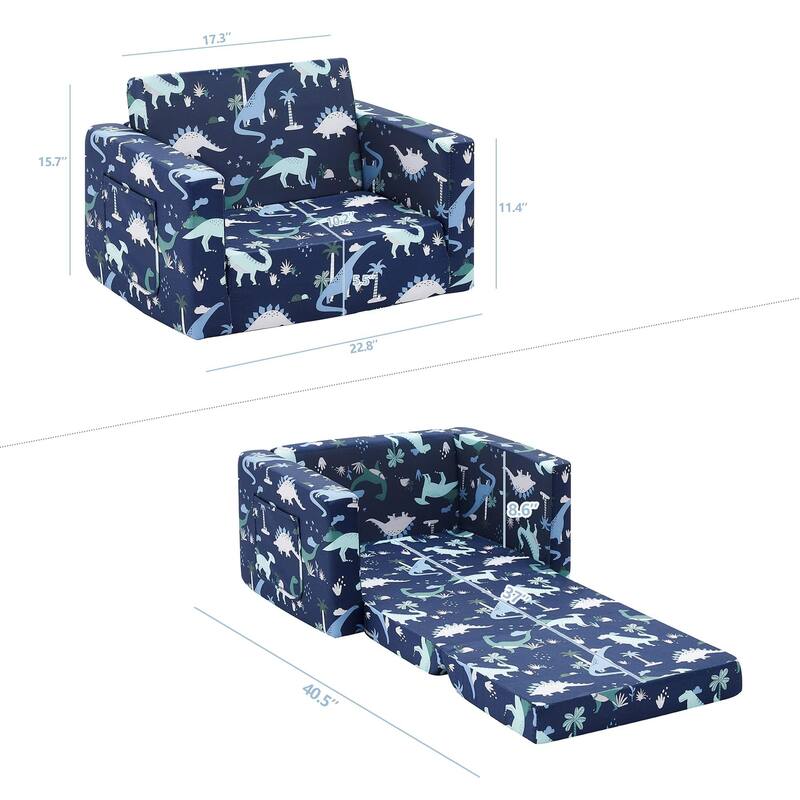 Kids Sofa, Children's 2 in 1 Convertible Sofa to Lounger
