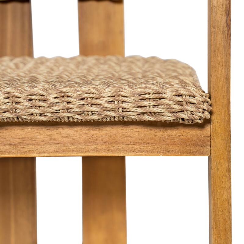 Christopher Knight Home - Outdoor Acacia Wood Dining Chairs with Handwoven Rattan Seat & Back - Set of 2