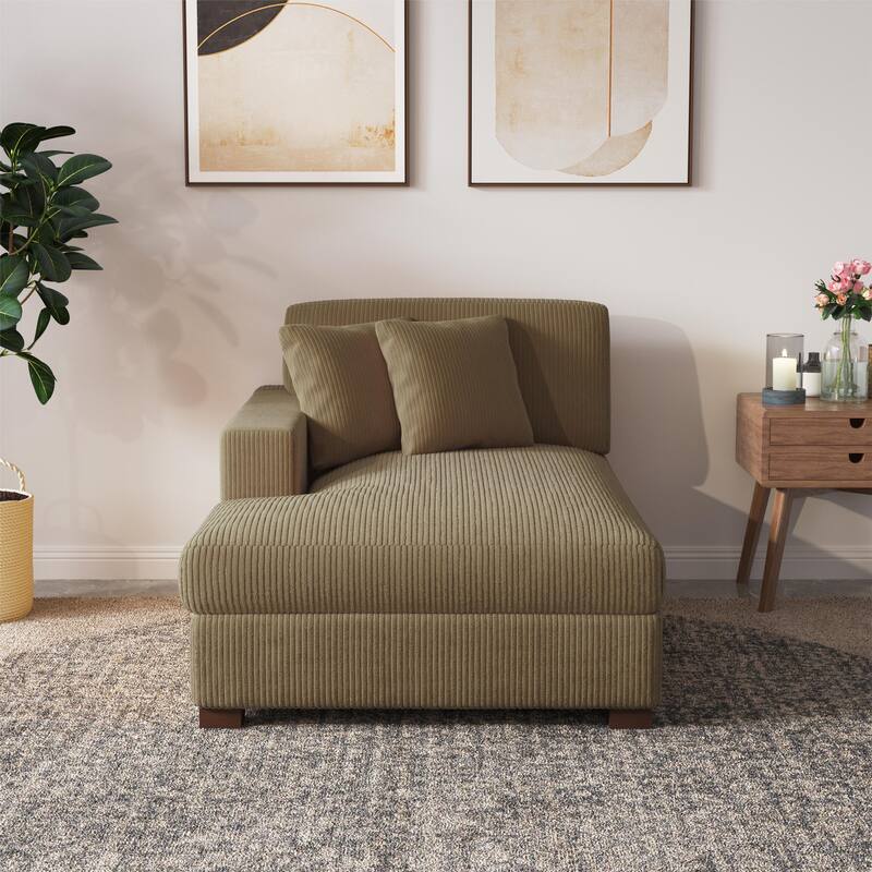 Upholstered Corduroy Modular Sectional Sofa with 2 throw pillows
