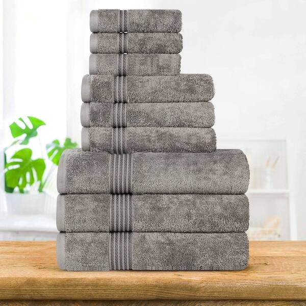 Superior Heritage Egyptian Cotton Absorbent 9-Piece Towel Set - Charcoal