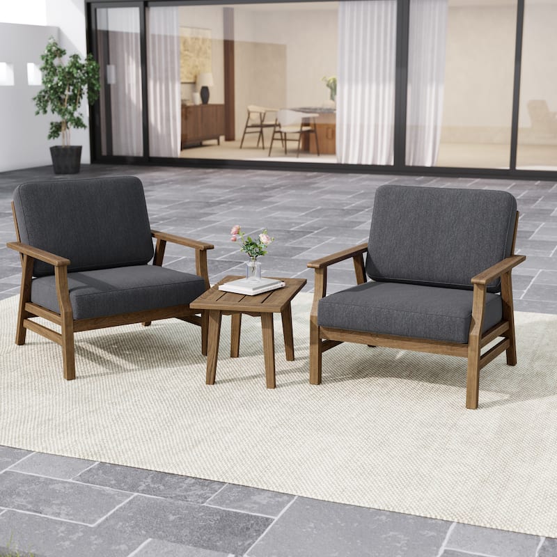 2 Set Outdoor Club Chairs with Cushions Acacia Wood Patio Chairs