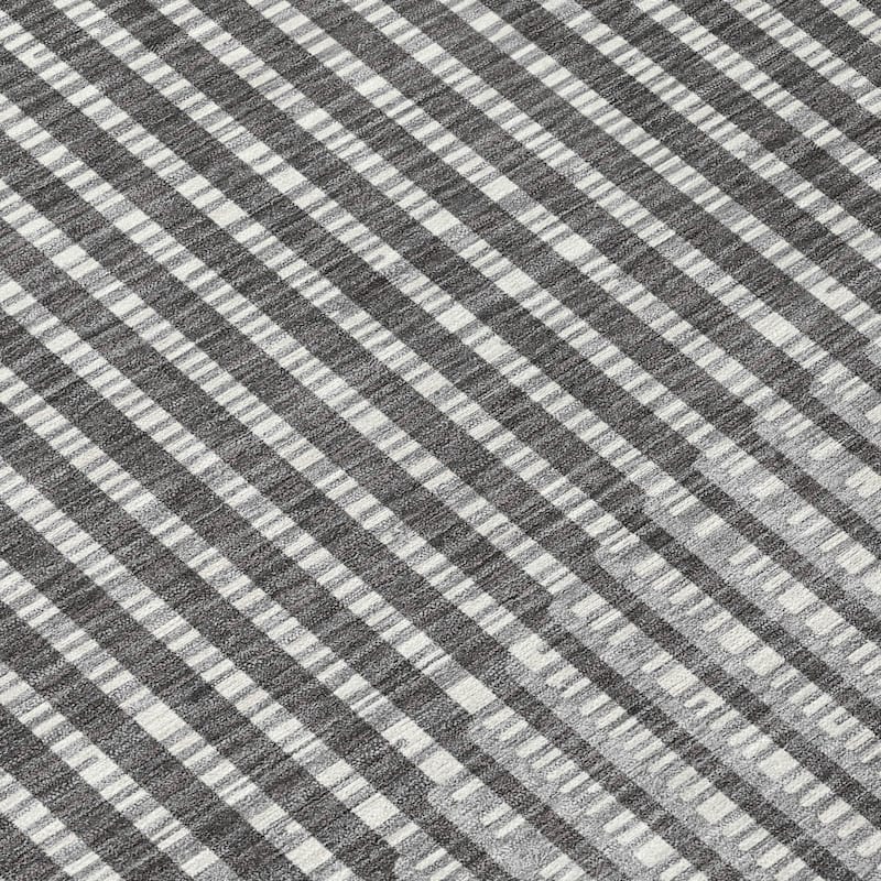 Machine Washable Indoor/ Outdoor Abstract Stripe Chantille Rug