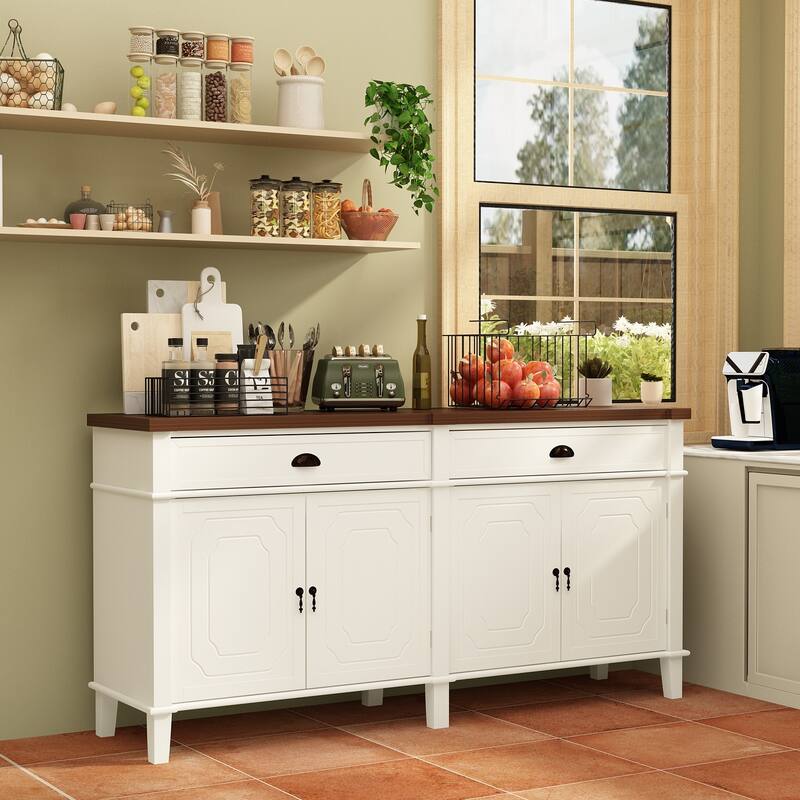 Buffet Cabinet 63" Sideboard Buffet Cabinet with 4 Doors & 2 Drawers