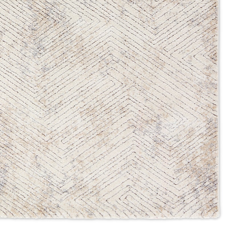 Major Geometric Cream/Silver Runner Rug