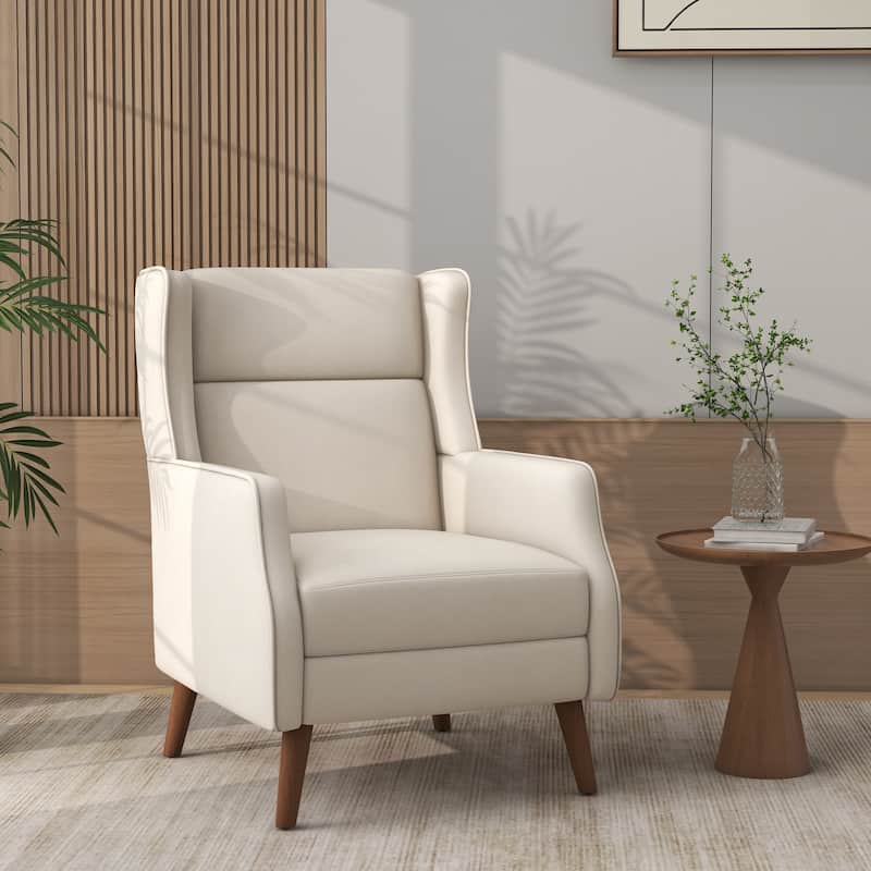 Modern High Back Cotton Linen Accent Chair