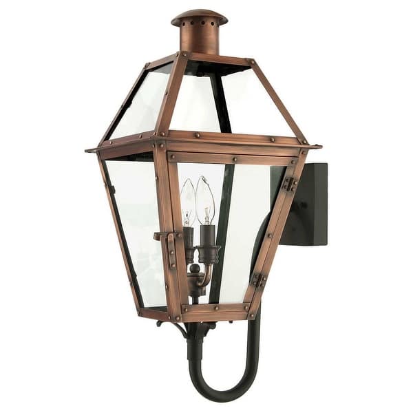 slide 2 of 2, Rue De Royal 2-Light Outdoor Wall Lantern in Aged Copper Aged Copper