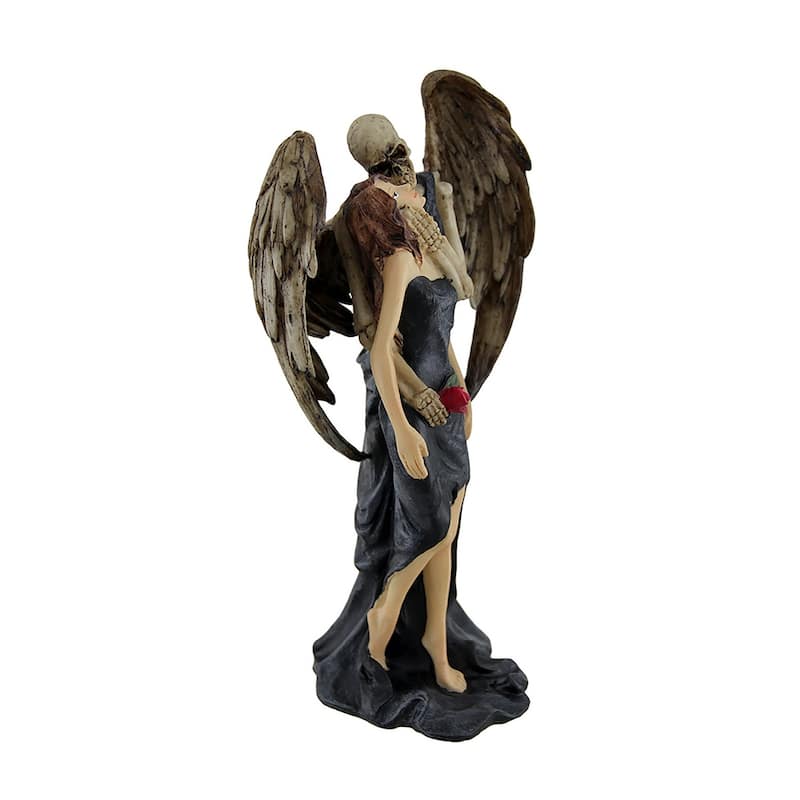 Kiss Of Death Gothic Skeleton Angel Statue - 10 X 4 X 5 inches