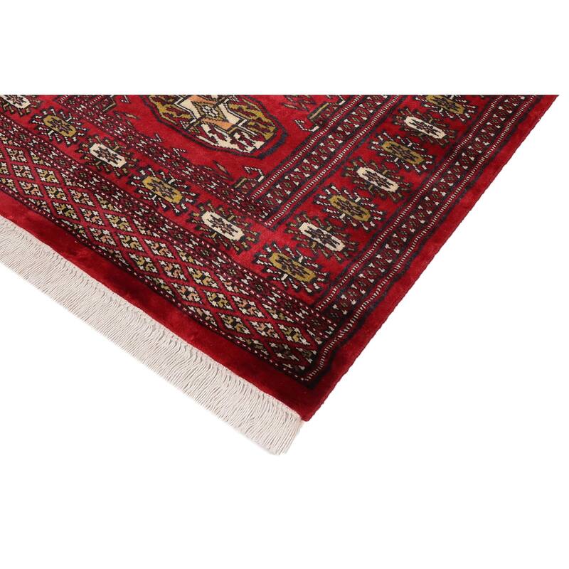 Rustic Bokhara Rivas Red/Beige Hand Knotted Wool Rug - 2'1'' x 3'0''