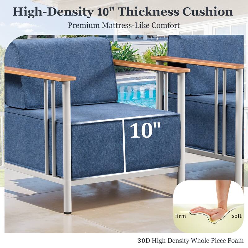 Outdoor 4PCS Patio Chairs with Ottoman