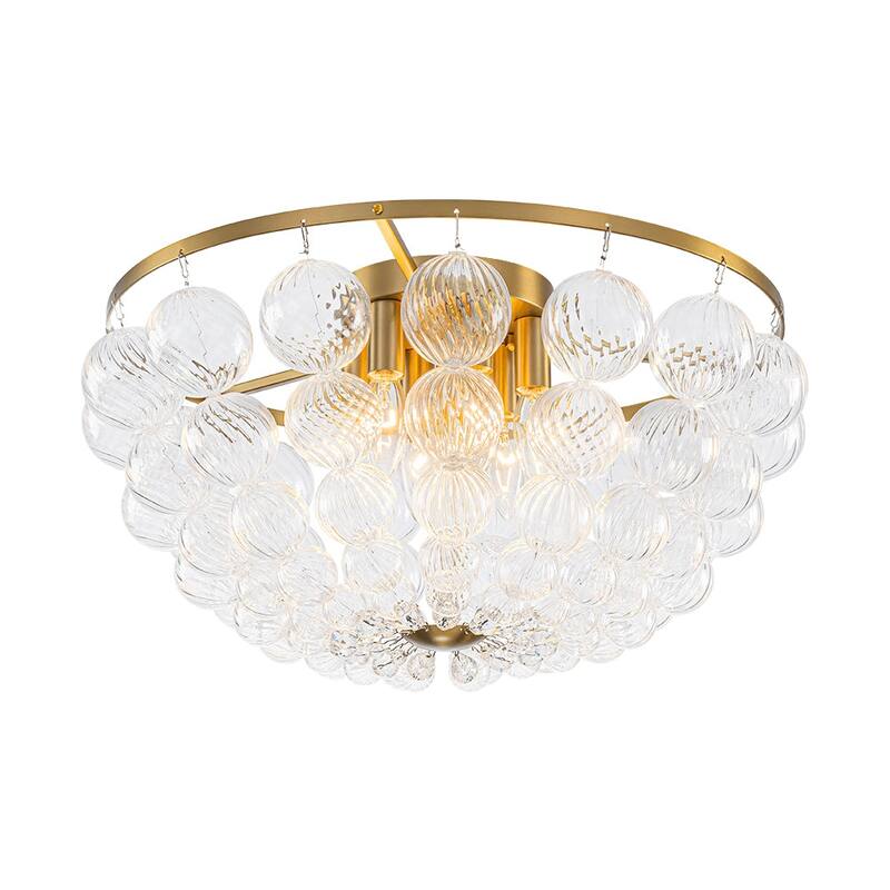 Glam 6-Light Twisted Glass Globe String Flush Mount - 19.7in