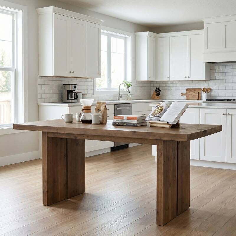 Solid Wood Dining Table for 6 - Brown