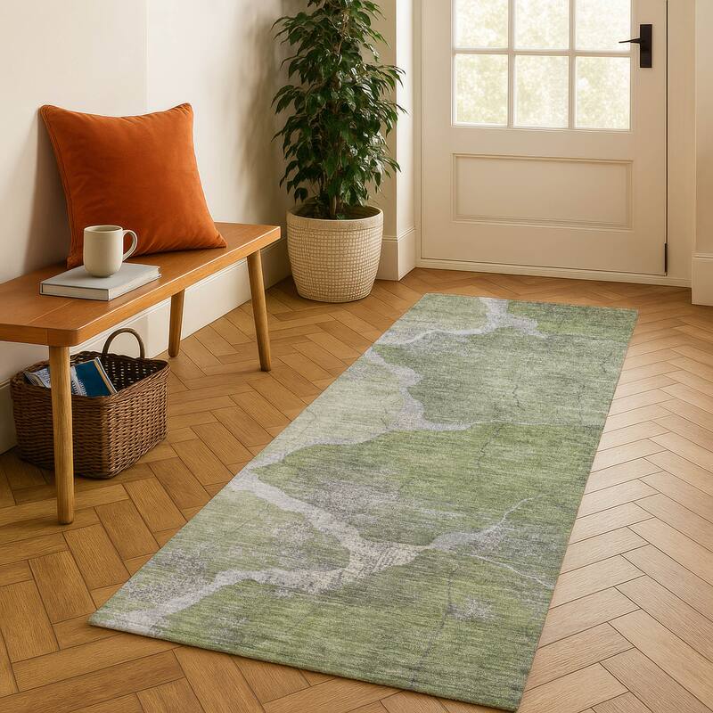 Premium Washable Super Soft Contemporary Envy Mayfield Rug - Green - 2'3" x 7'6"