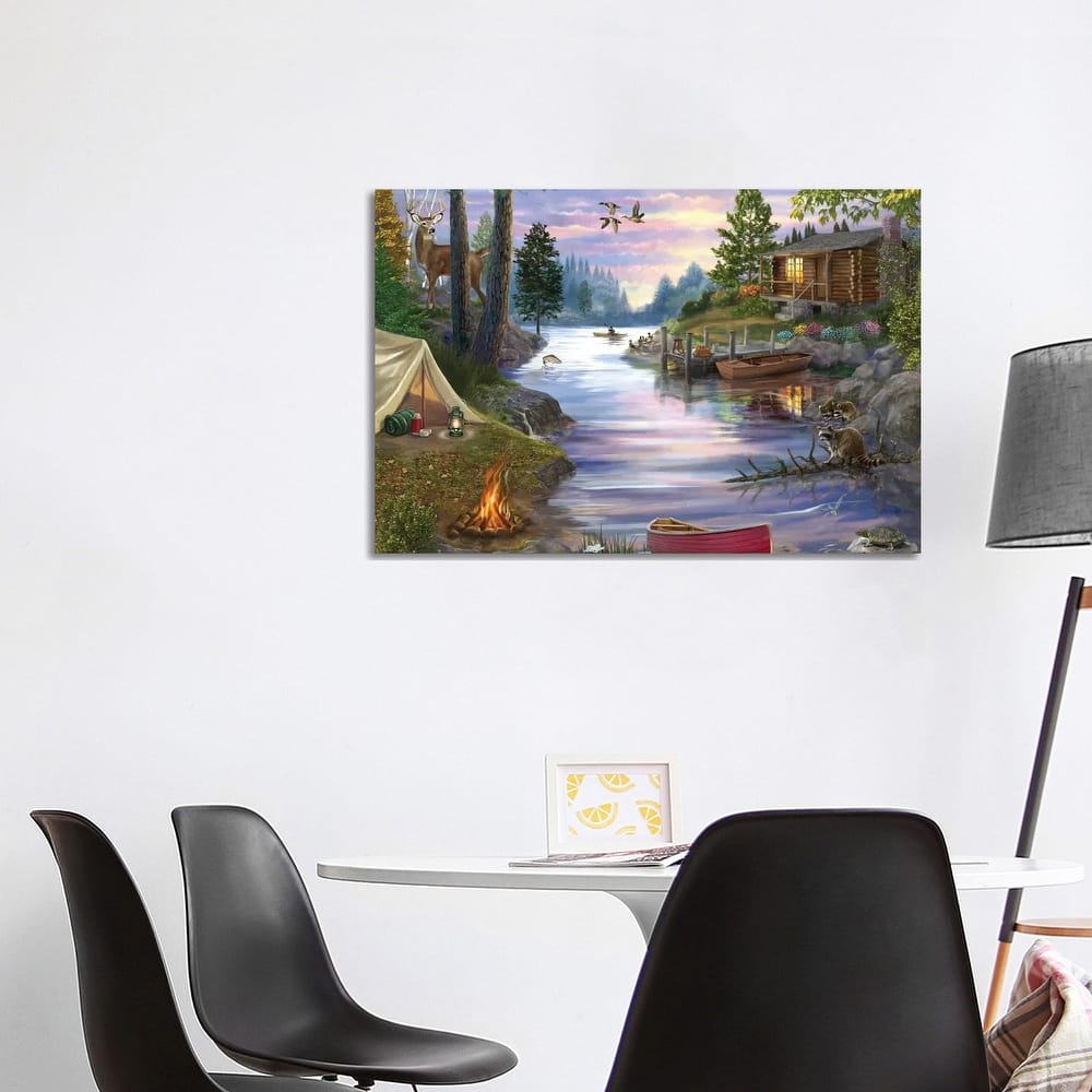 iCanvas "Cabin Lake" by Bigelow Illustrations Canvas Print