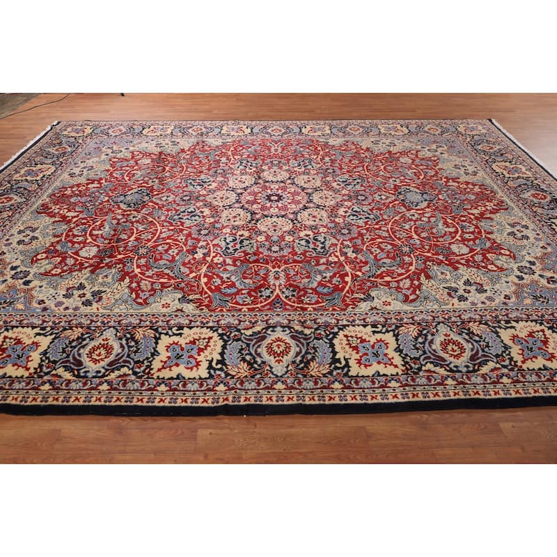 Traditional Kashan Turkish Rug Machine-Made Floral Carpet - 9'9" x 13'0"