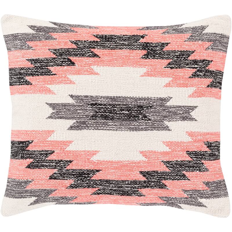 The Curated Nomad Shannon Handwoven Southwestern 18-inch Throw Pillow with Poly or Down Fill - Polyester - Bright Pink