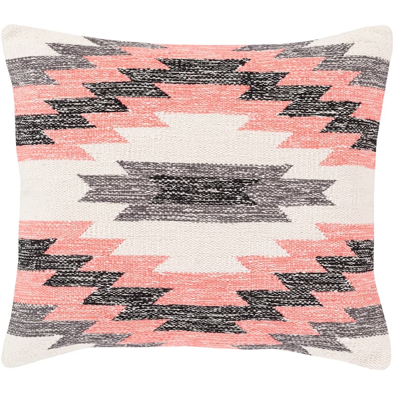 The Curated Nomad Shannon Handwoven Southwestern 22-inch Throw Pillow with Poly or Down Fill - Down - Bright Pink