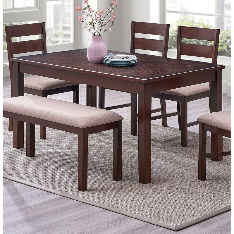 Contemporary Antique Cherry 1pc Dining Table Only Solid wood Rectangle Table Melamine Top Dining Room Furniture