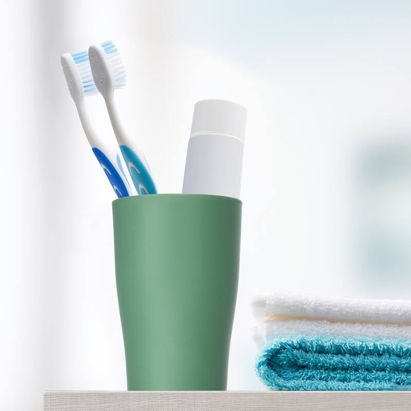 2pcs Bathroom Toothbrush Tumblers for Kitchen 4.92"x3.03" - Green