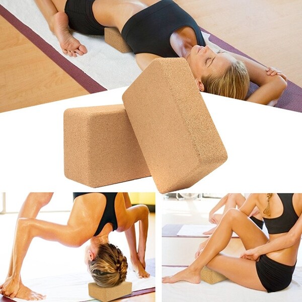 Cork Wood Exercise YOGA Block Cork Brick Fitness Stretching Gym Pilates Aid UK 